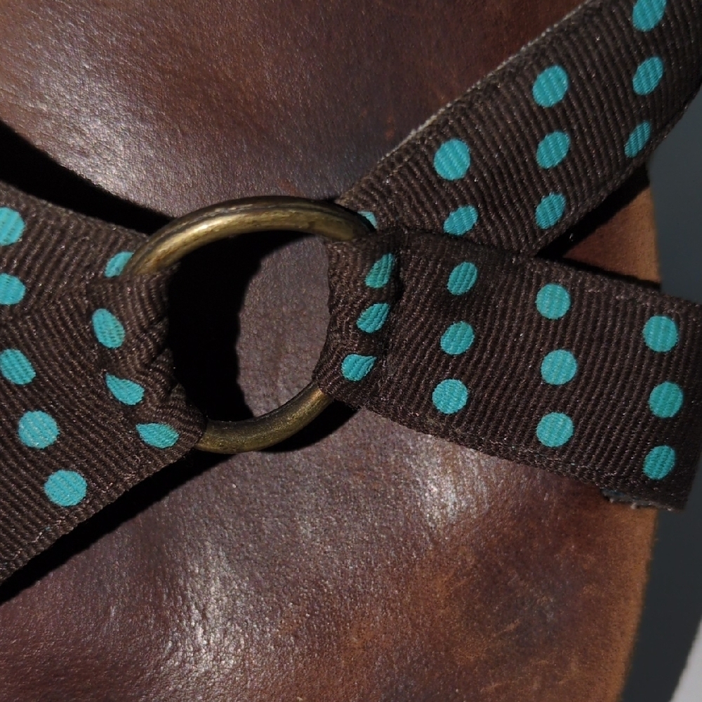 Yellow Box Black and Teal Polka Dot Sandals - Picture 5 of 14